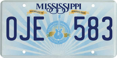 MS license plate OJE583