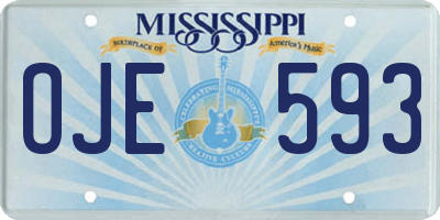 MS license plate OJE593