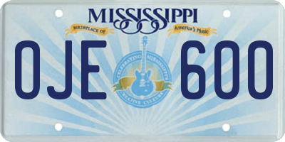 MS license plate OJE600