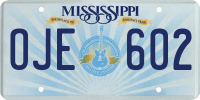 MS license plate OJE602