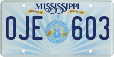 MS license plate OJE603