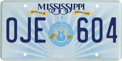 MS license plate OJE604