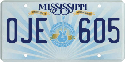 MS license plate OJE605