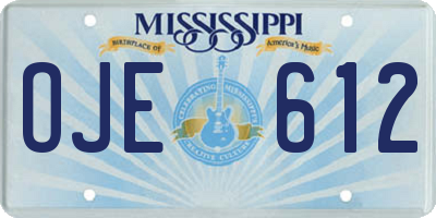 MS license plate OJE612