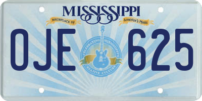 MS license plate OJE625