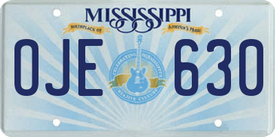 MS license plate OJE630