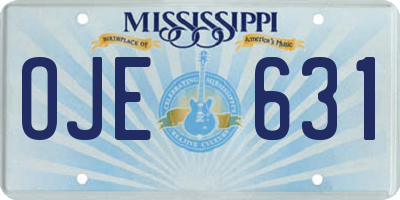 MS license plate OJE631