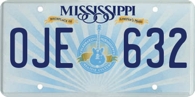 MS license plate OJE632