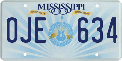 MS license plate OJE634