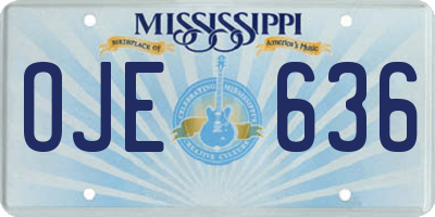 MS license plate OJE636