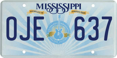 MS license plate OJE637