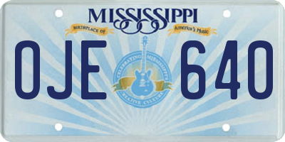 MS license plate OJE640