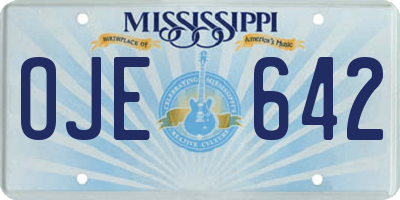 MS license plate OJE642