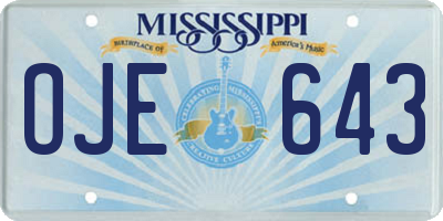 MS license plate OJE643