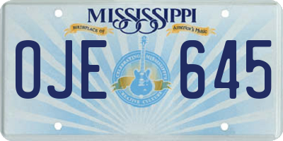 MS license plate OJE645