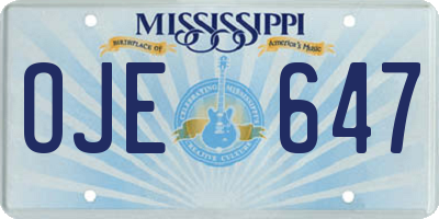 MS license plate OJE647