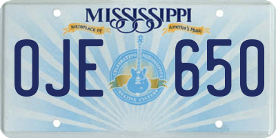 MS license plate OJE650
