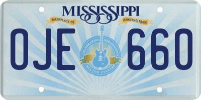 MS license plate OJE660