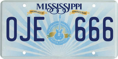 MS license plate OJE666