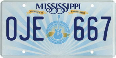 MS license plate OJE667