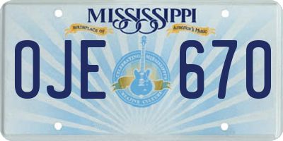 MS license plate OJE670