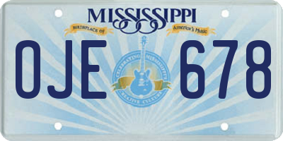 MS license plate OJE678