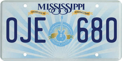 MS license plate OJE680