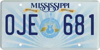 MS license plate OJE681