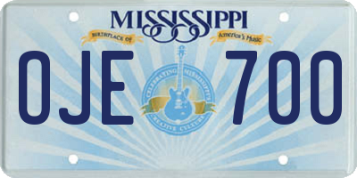 MS license plate OJE700
