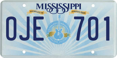MS license plate OJE701