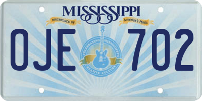 MS license plate OJE702