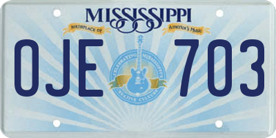 MS license plate OJE703