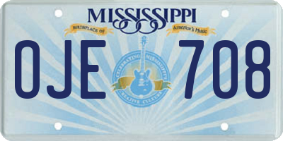 MS license plate OJE708