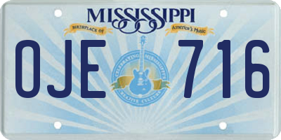 MS license plate OJE716