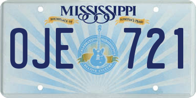 MS license plate OJE721