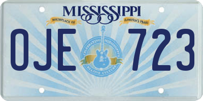 MS license plate OJE723