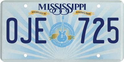 MS license plate OJE725