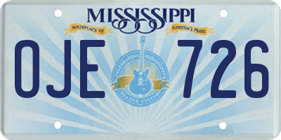 MS license plate OJE726