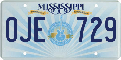 MS license plate OJE729