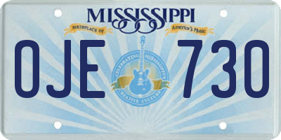 MS license plate OJE730