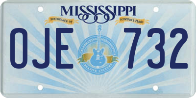 MS license plate OJE732