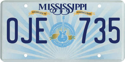 MS license plate OJE735