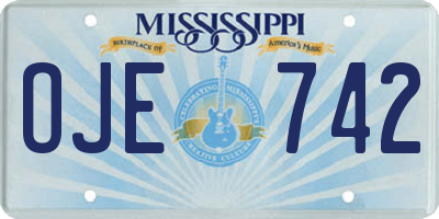 MS license plate OJE742