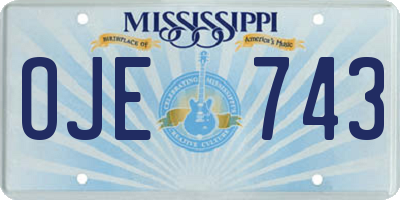 MS license plate OJE743