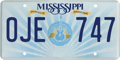 MS license plate OJE747