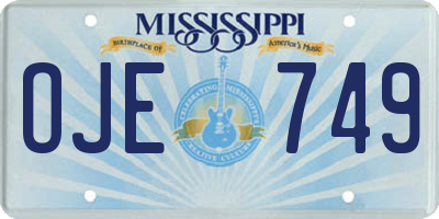 MS license plate OJE749
