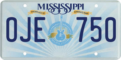 MS license plate OJE750