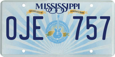MS license plate OJE757