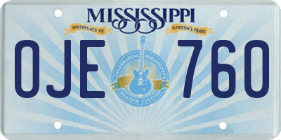 MS license plate OJE760