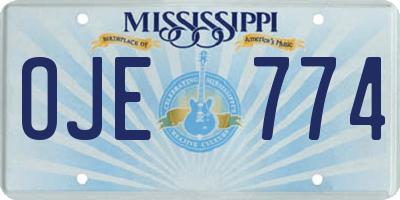 MS license plate OJE774